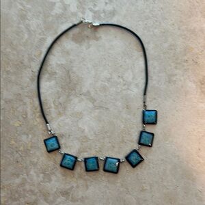 Black and Blue Square Necklace with Minimalist Design